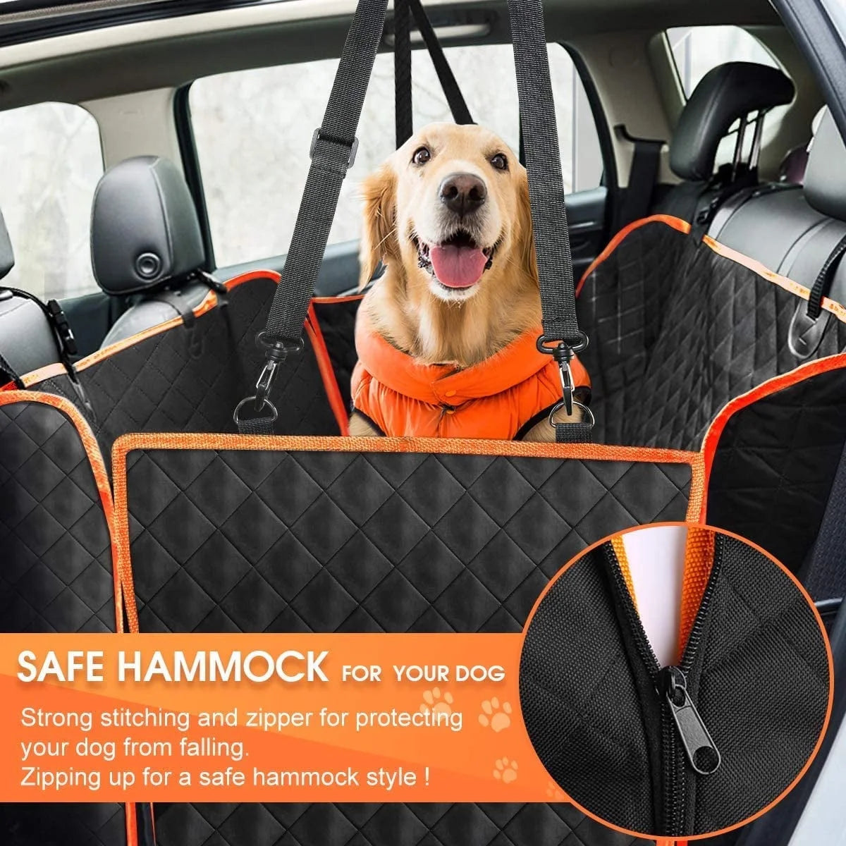 Ultimate Dog Car Seat Cover - Waterproof, Scratchproof Hammock with Side Flaps & 4 Storage Bags - Washable Nonslip Protection for Cars, Trucks & SUVs